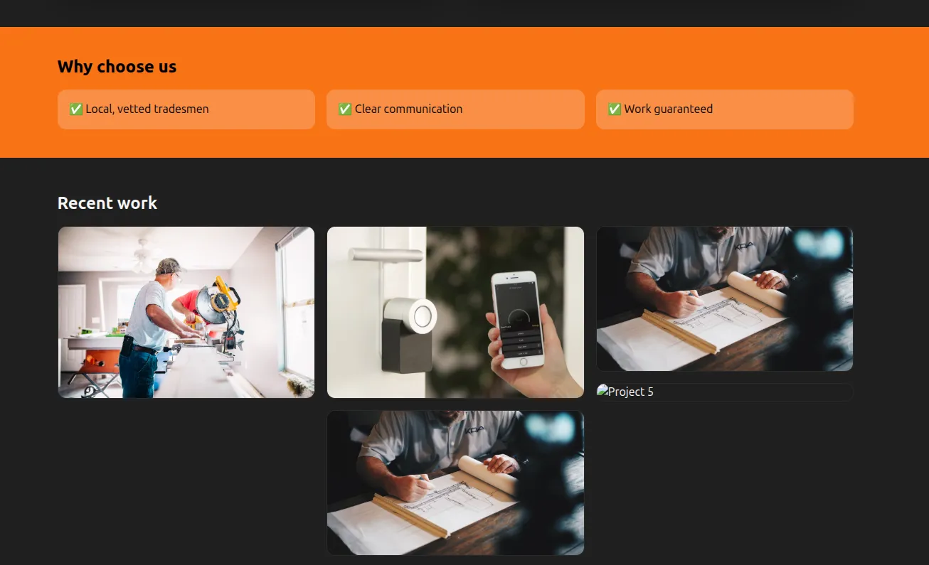 Tradesman demo website